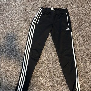 Adidas Women’s Black Joggers with White Stripes